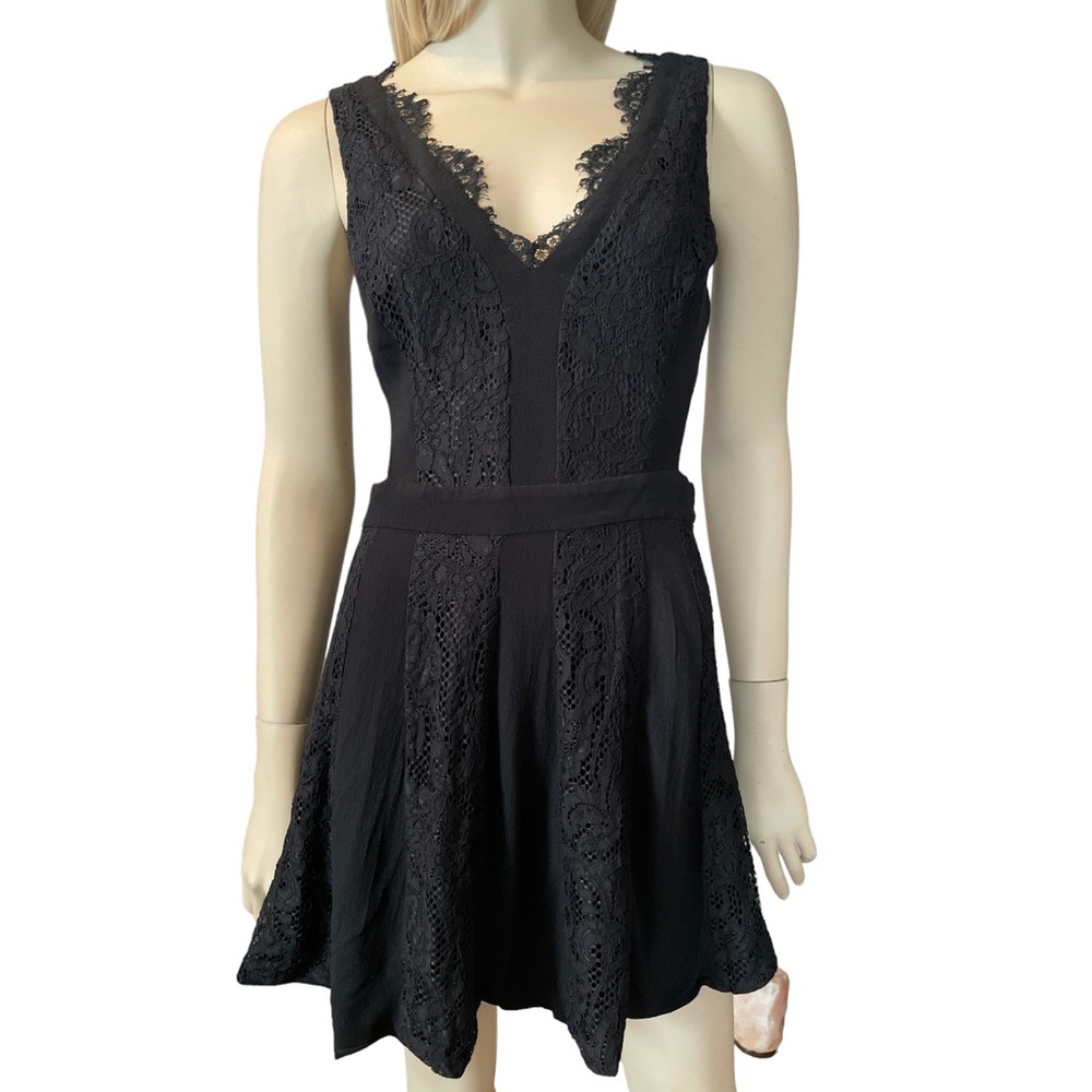Marciano Peek A Boo Lace V Neck dress